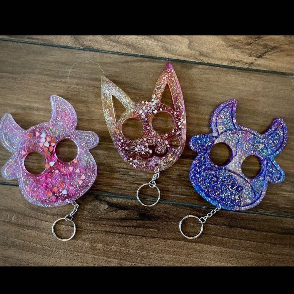 3 handmade protective keychains